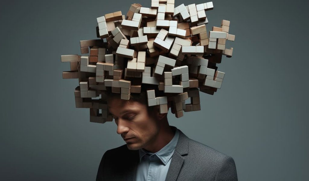 conceptual-illustration-inner-questioning-man-with-head-filled-with-puzzles-against-dark-setting-portraying-introspective-thoughts-puzzlement