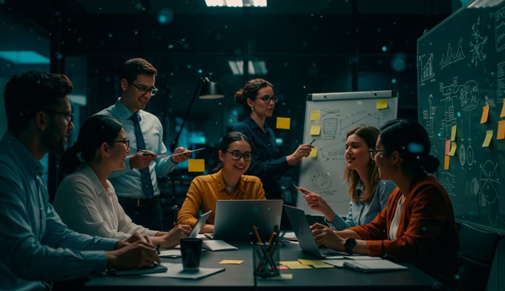 diverse-and-dynamic-technology-team-gathers-in-a-modern,-flexible-workspace,-collaborating
